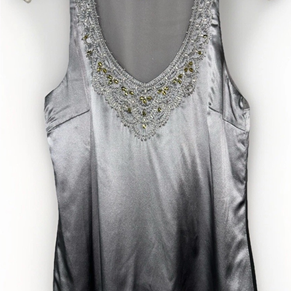 Antonio Melani Luxe Silk Embellished Silver Sleeveless S Women’s Top $119 Retail